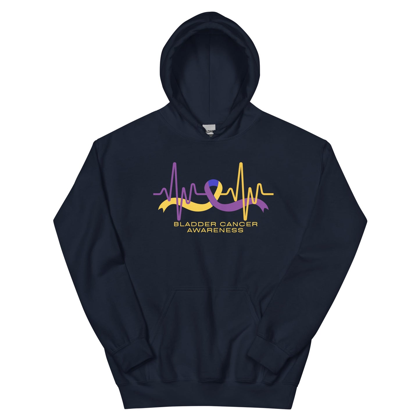 Bladder Cancer Ribbon Heartbeat Hoodie - JohnVsGBMNavyS