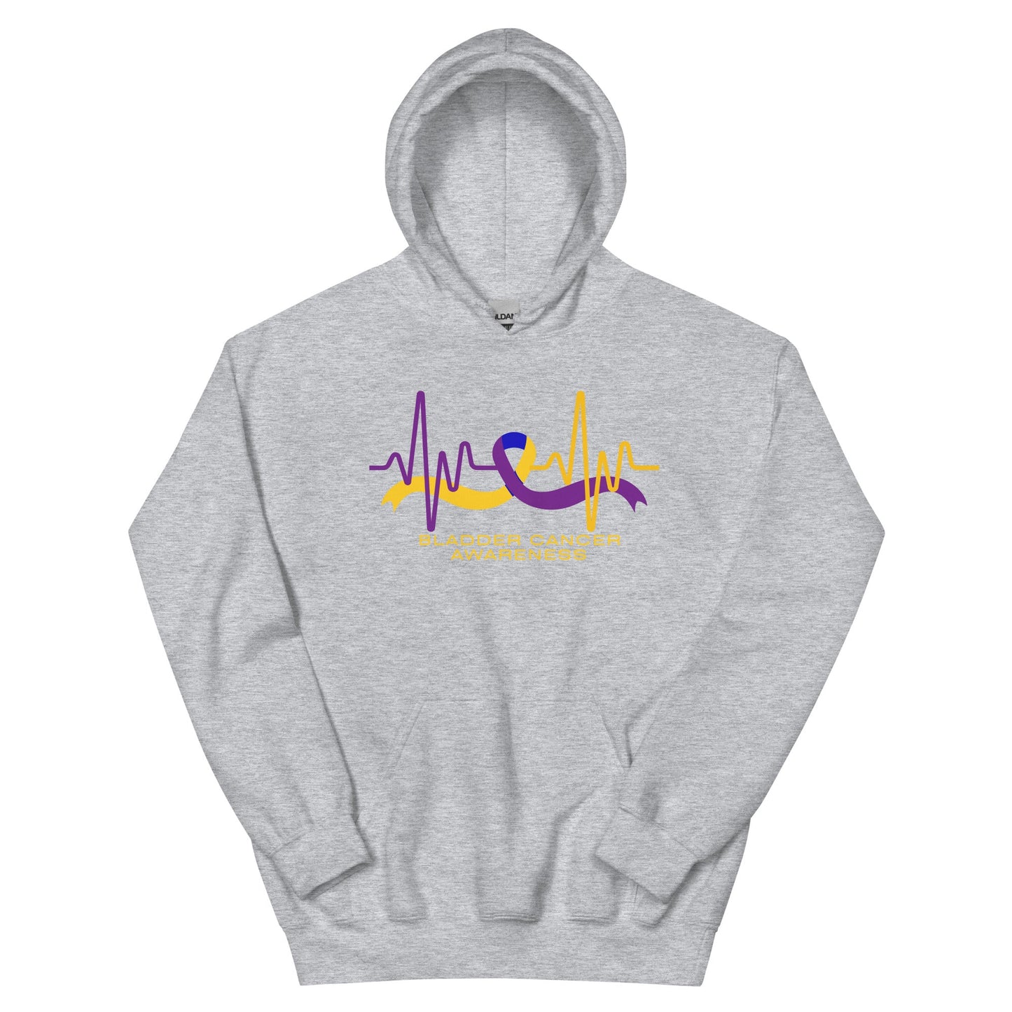 Bladder Cancer Ribbon Heartbeat Hoodie - JohnVsGBMSport GreyS