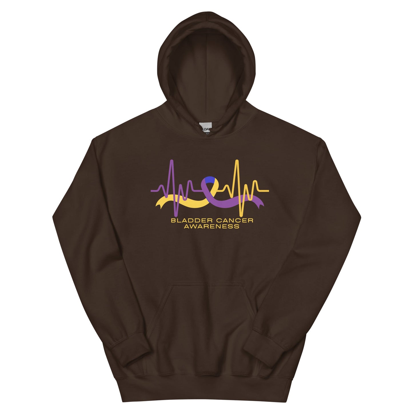 Bladder Cancer Ribbon Heartbeat Hoodie - JohnVsGBMDark ChocolateS