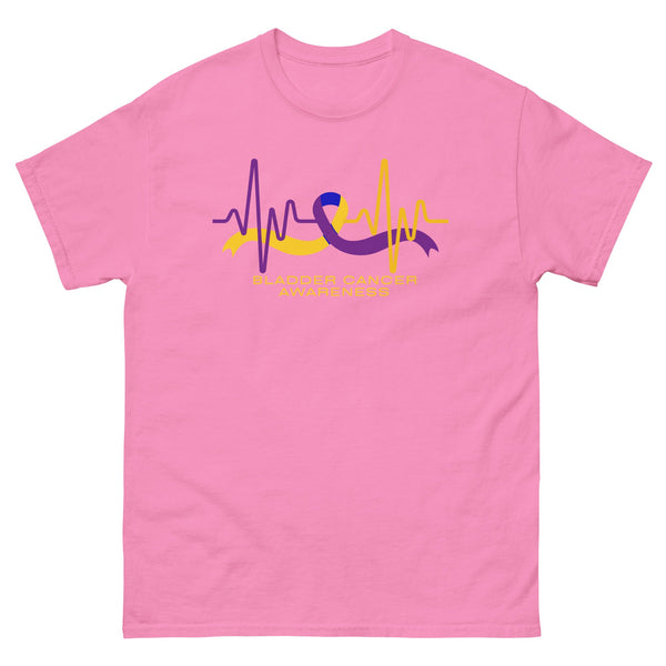 Bladder Cancer Ribbon Heartbeat Tee - JohnVsGBMAzaleaS