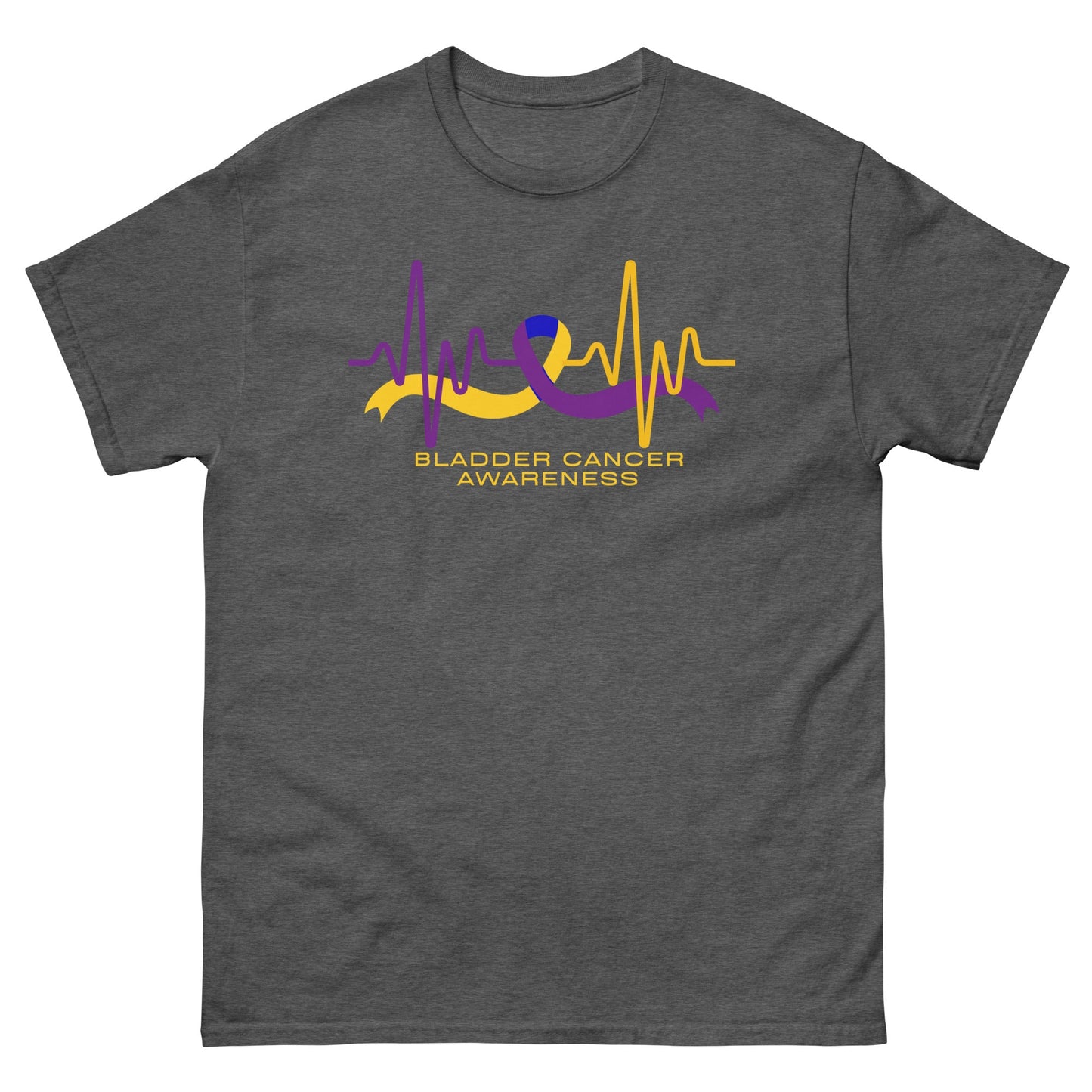 Bladder Cancer Ribbon Heartbeat Tee - JohnVsGBMDark HeatherS