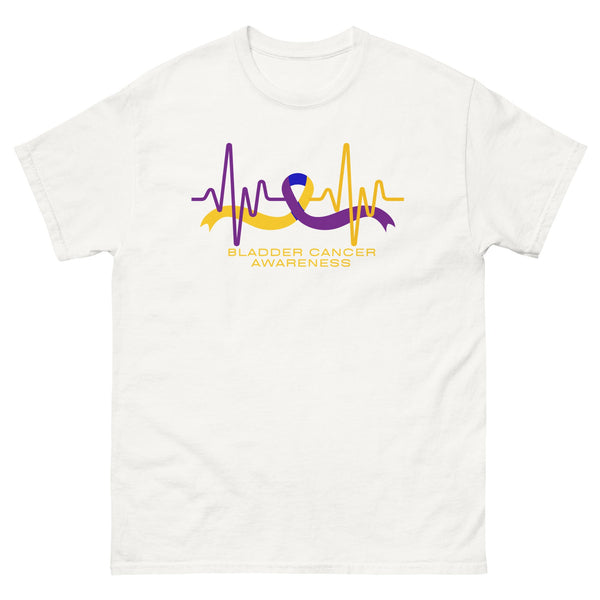 Bladder Cancer Ribbon Heartbeat Tee - JohnVsGBMWhiteS