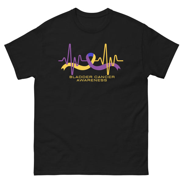 Bladder Cancer Ribbon Heartbeat Tee - JohnVsGBMBlackS