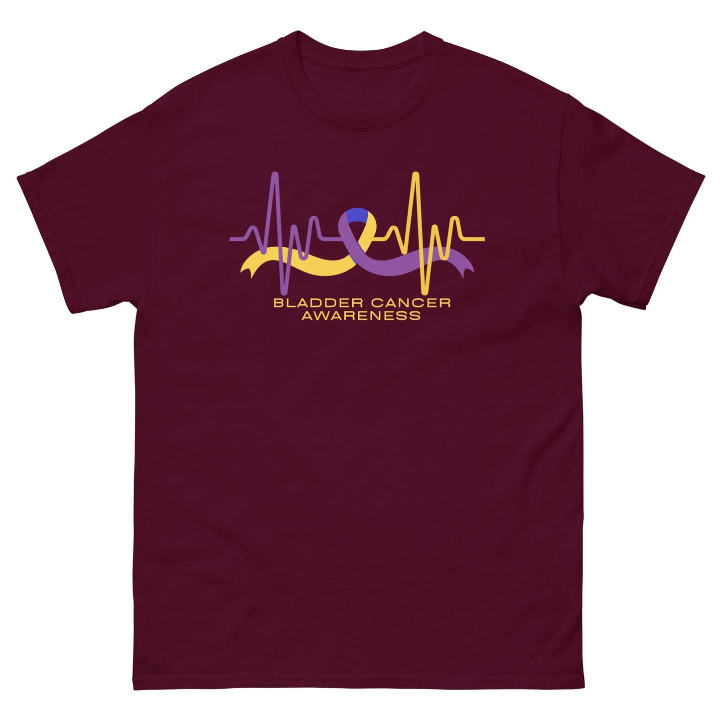 Bladder Cancer Ribbon Heartbeat Tee - JohnVsGBMMaroonS