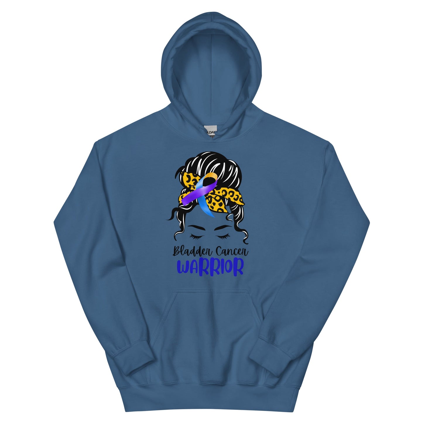 Bladder Cancer Warrior Hair Hoodie - JohnVsGBMIndigo BlueS