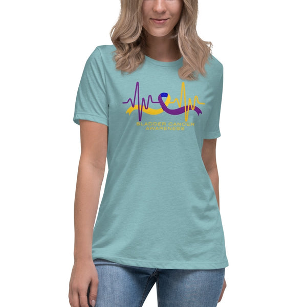 Bladder Cancer Women's Heartbeat Tee - JohnVsGBMHeather Blue LagoonS