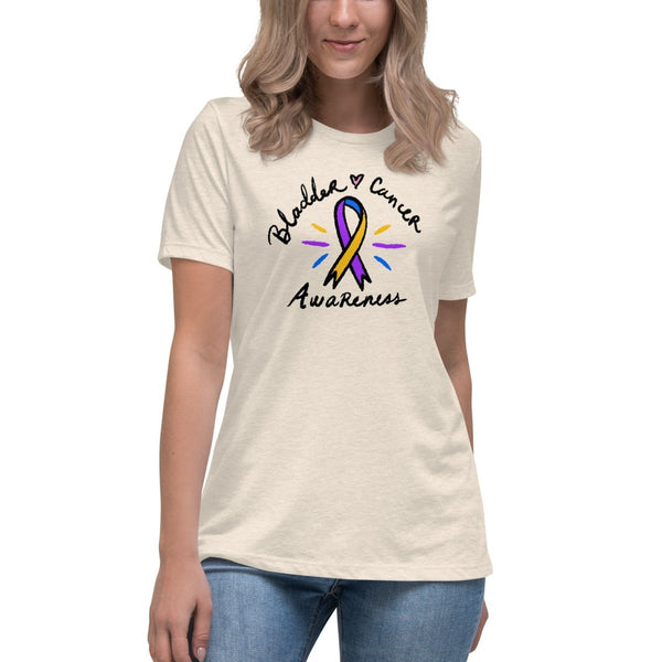 Bladder Cancer Women's Ribbon Tee - JohnVsGBMHeather Prism NaturalS