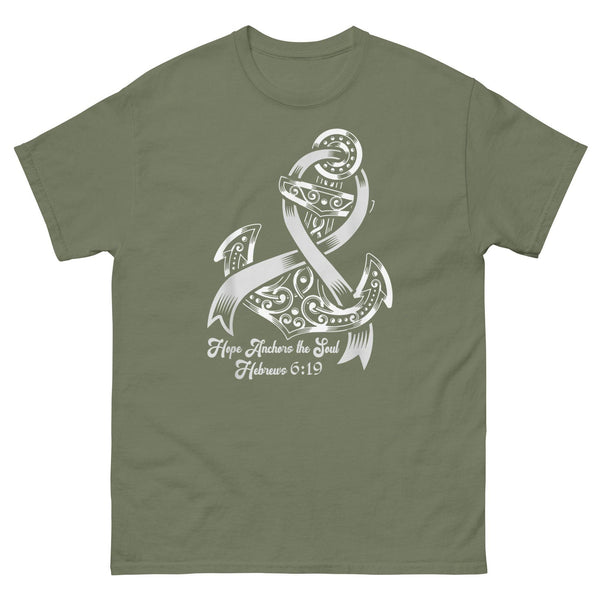 Brain Cancer Anchor for Hope Tee - JohnVsGBMMilitary GreenS