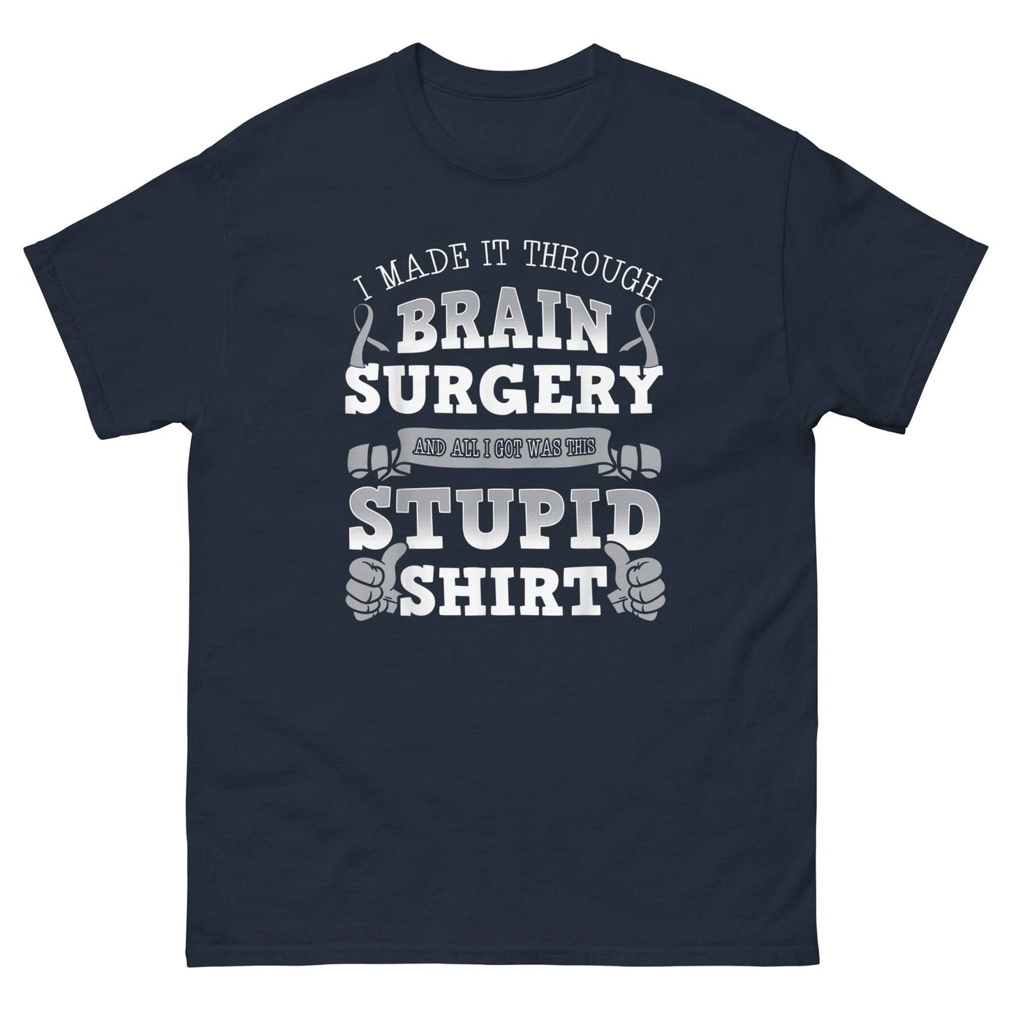 Brain Cancer Awareness Brain Surgery Classic Tee - JohnVsGBMNavyS