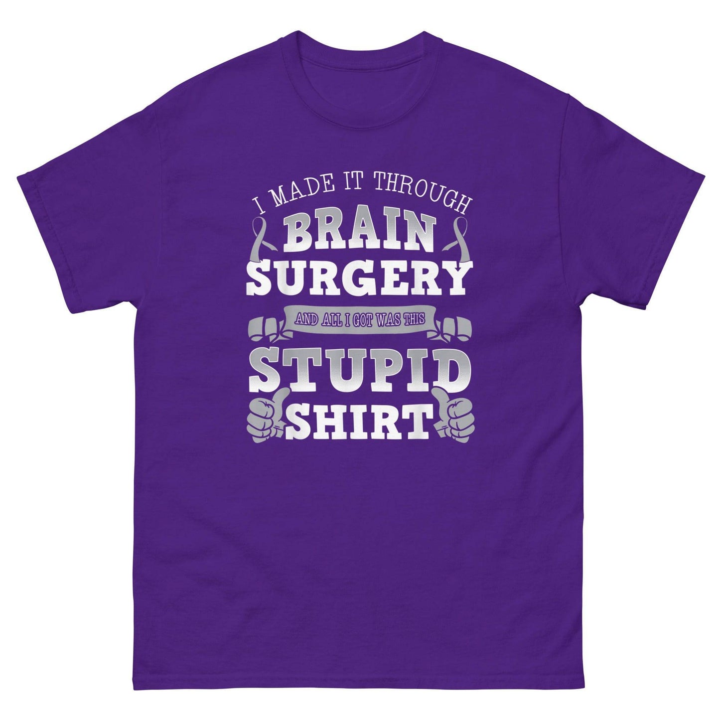 Brain Cancer Awareness Brain Surgery Classic Tee - JohnVsGBMPurpleS