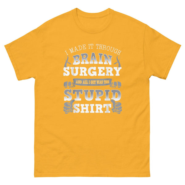 Brain Cancer Awareness Brain Surgery Classic Tee - JohnVsGBMGoldS