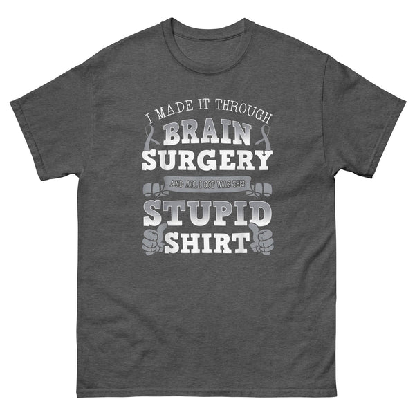 Brain Cancer Awareness Brain Surgery Classic Tee - JohnVsGBMDark HeatherS