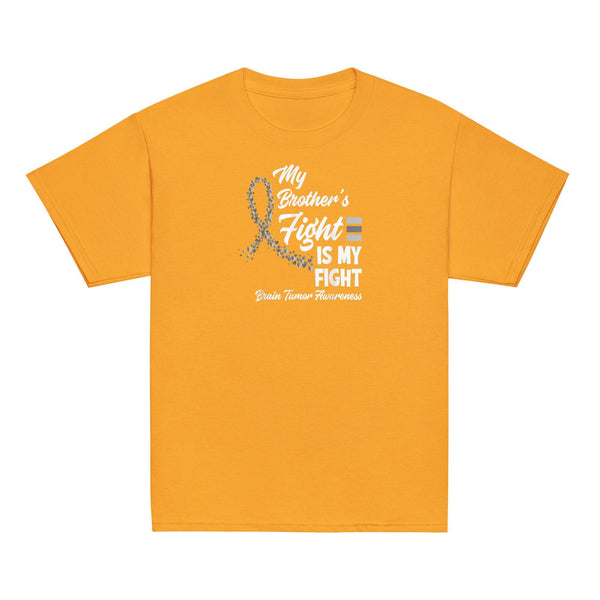 Brain Cancer Awareness Brothers Fight Youth Classic Tee - JohnVsGBMGoldXS