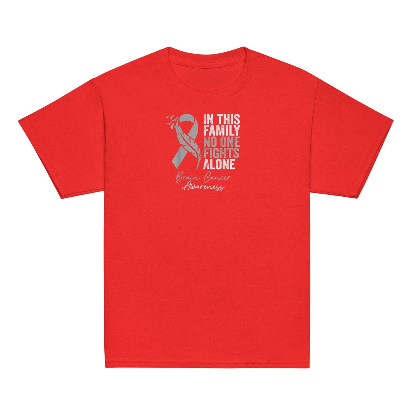 Brain Cancer Awareness No One Fights Alone Youth Classic Tee - JohnVsGBMRedXS