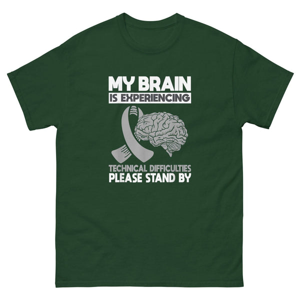 Brain Cancer Awareness Technical Difficulties Classic Tee - JohnVsGBMForest GreenS