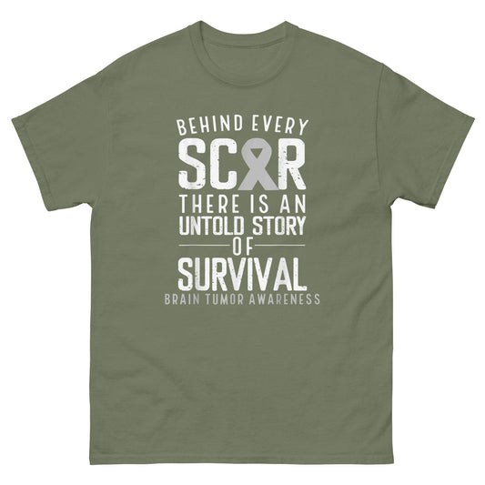 Brain Cancer Behind Every Scar Tee - JohnVsGBMMilitary GreenS