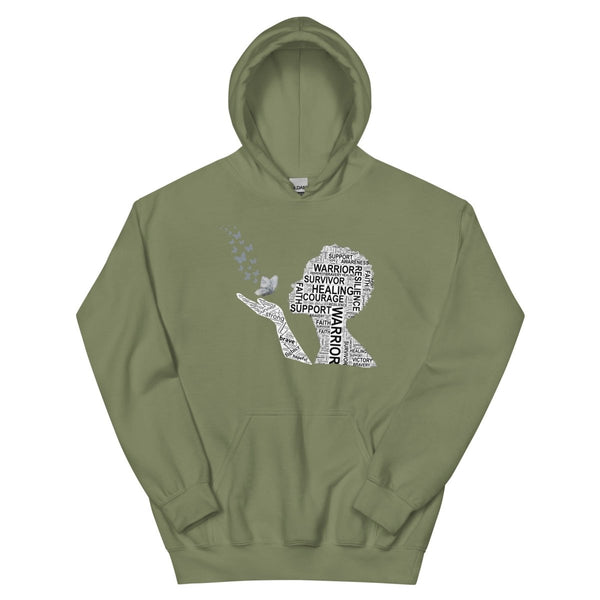 Brain Cancer Butterfly Hoodie - JohnVsGBMMilitary GreenS