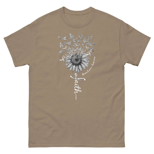 Brain Cancer Faith with Butterflies Tee - JohnVsGBMBrown SavanaS