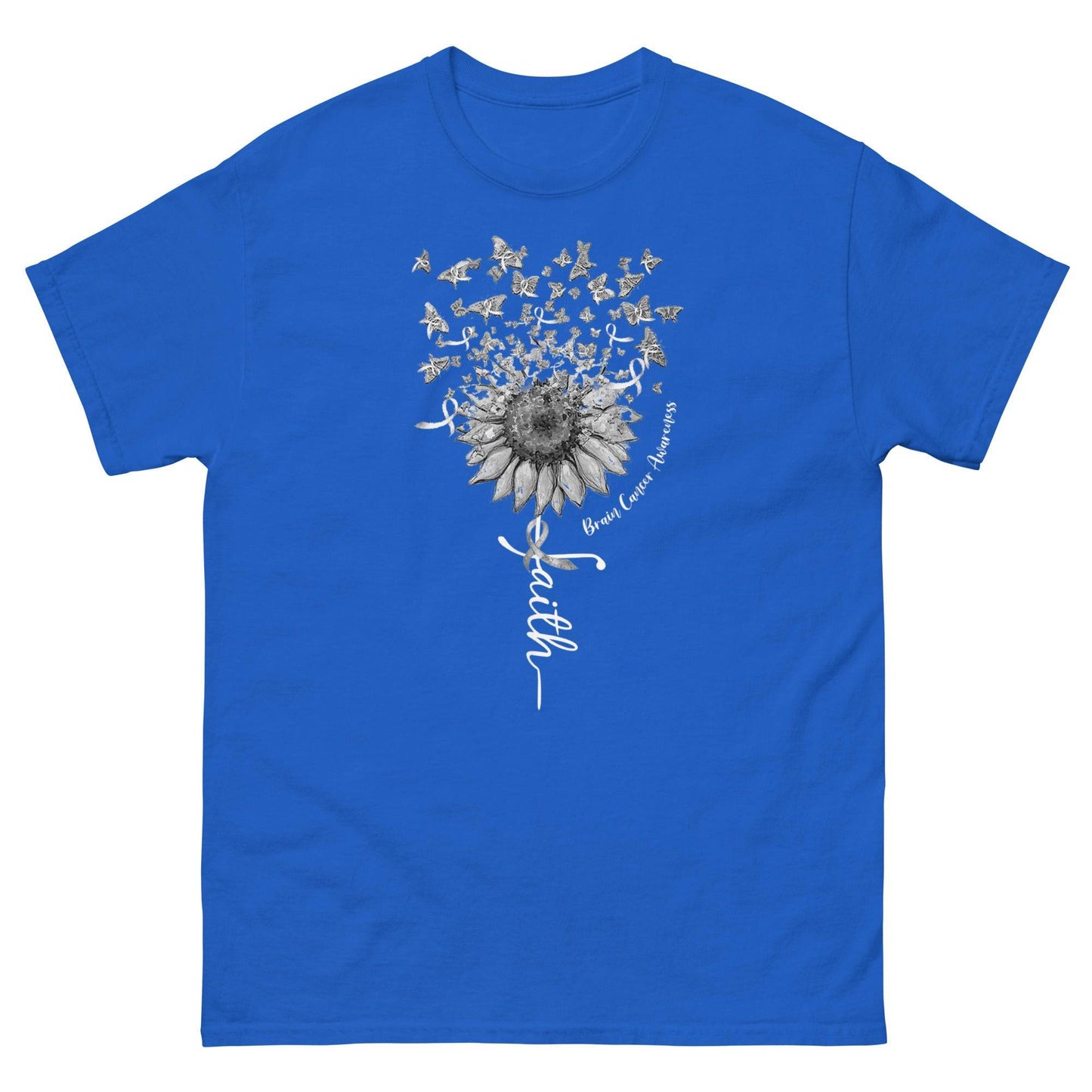 Brain Cancer Faith with Butterflies Tee - JohnVsGBMRoyalS