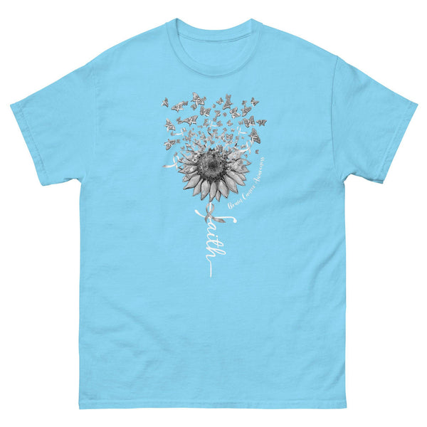 Brain Cancer Faith with Butterflies Tee - JohnVsGBMSkyS