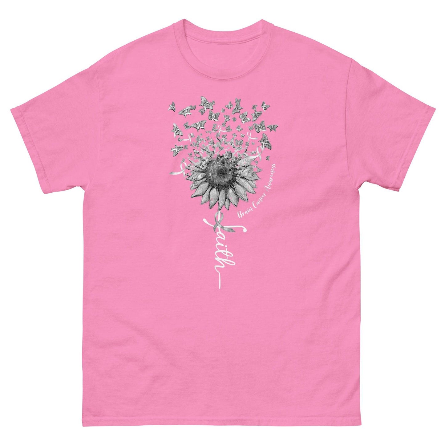 Brain Cancer Faith with Butterflies Tee - JohnVsGBMAzaleaS