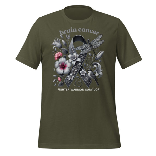 Brain Cancer FIghter Spring Tee - JohnVsGBMMilitary GreenS