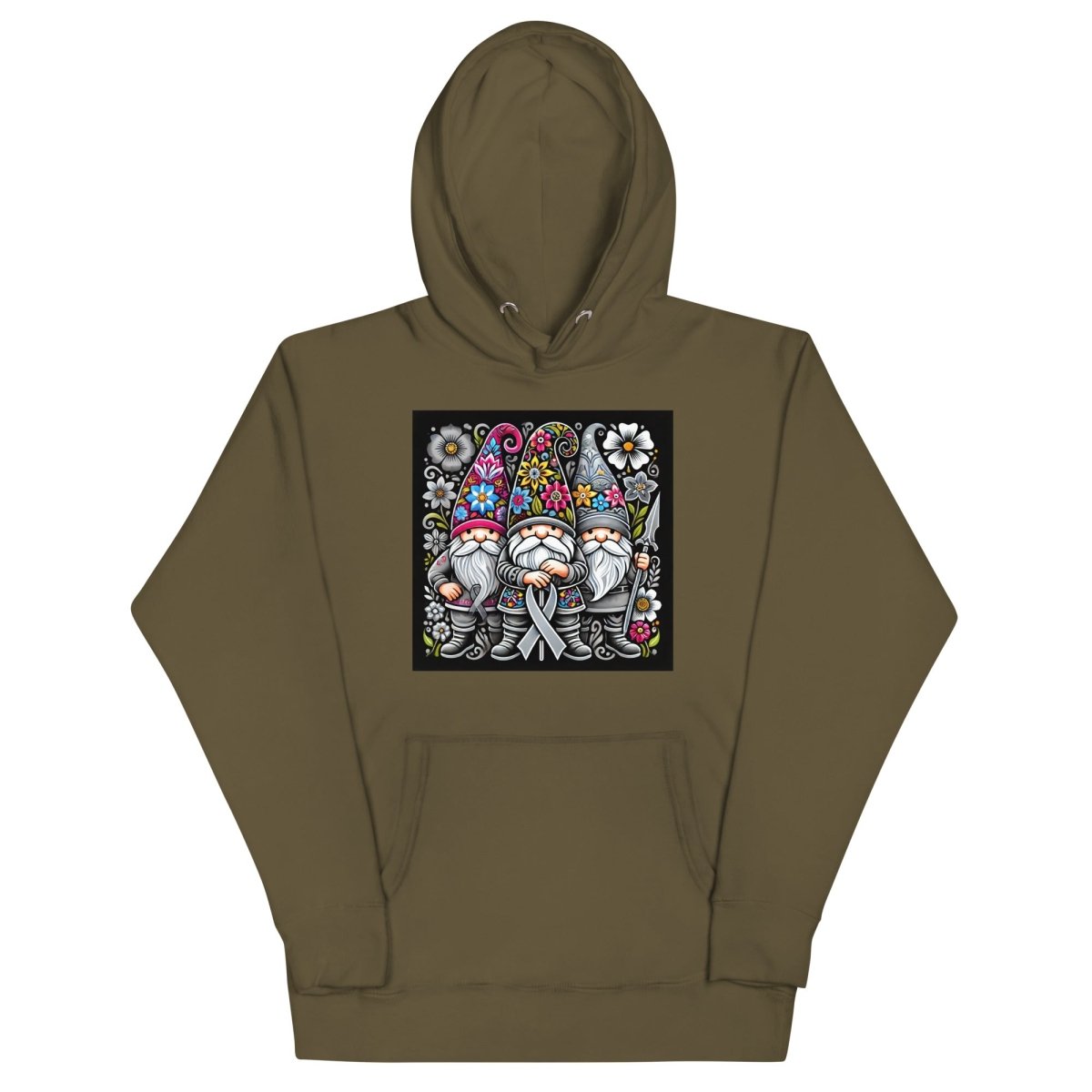 Brain Cancer Floral Hoodie - JohnVsGBMMilitary GreenS