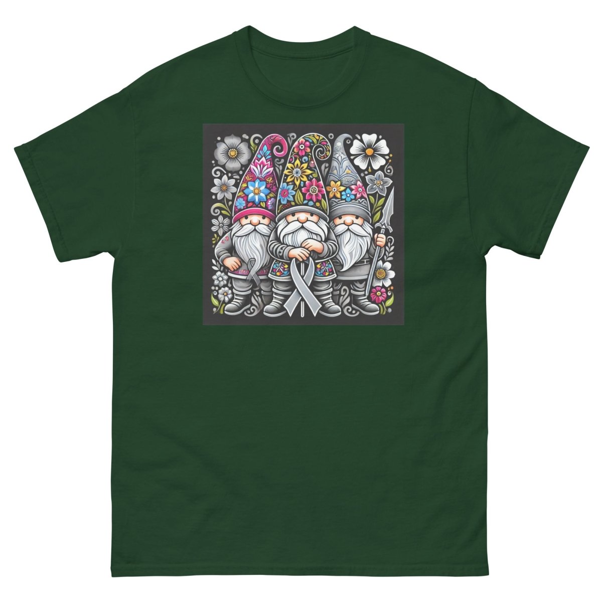 Brain Cancer Floral Tee - JohnVsGBMForest GreenS