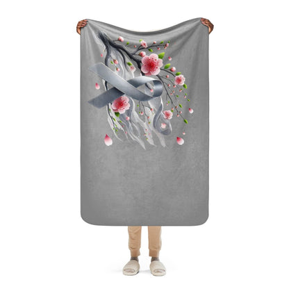 Brain Cancer Flower Sherpa Blanket - JohnVsGBM37″×57″