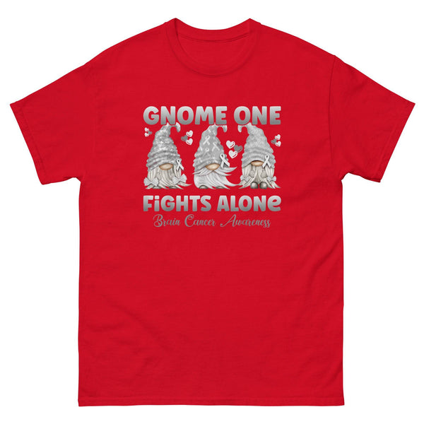 Brain Cancer Gnome One Fights Alone Tee - JohnVsGBMRedS