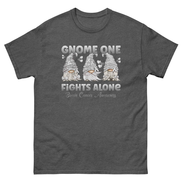 Brain Cancer Gnome One Fights Alone Tee - JohnVsGBMDark HeatherS