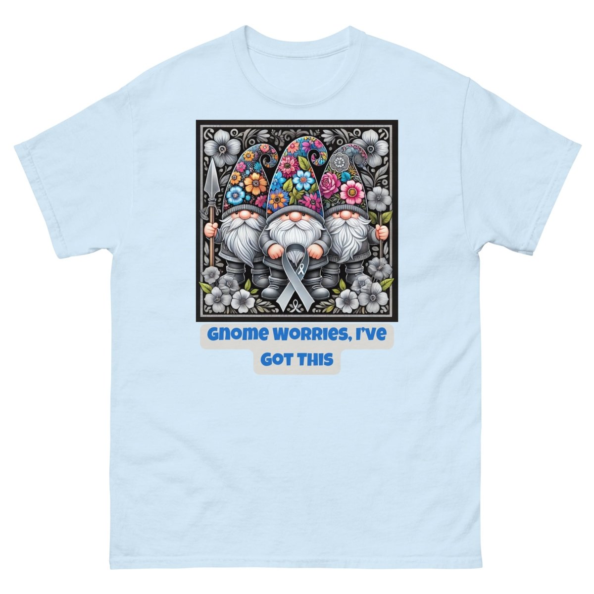 Brain Cancer Gnome Worries Tee - JohnVsGBMLight BlueS