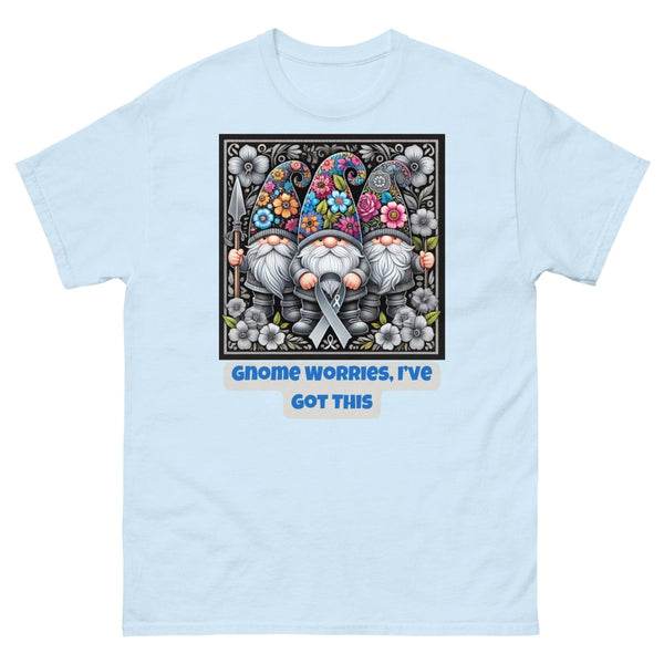 Brain Cancer Gnome Worries Tee - JohnVsGBMLight BlueS