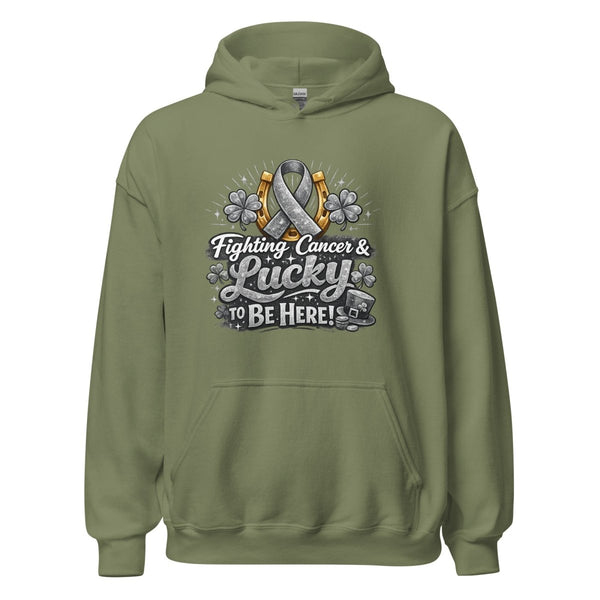 Brain Cancer Grey Irish Hoodie - JohnVsGBMMilitary GreenS