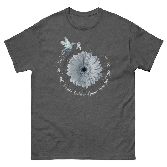 Brain Cancer Hummingbird with Grey Ribbon Tee - JohnVsGBMDark HeatherS