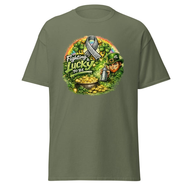 Brain Cancer Irish Tee - JohnVsGBMMilitary GreenS