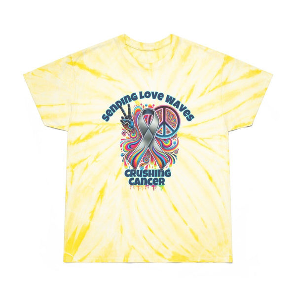 Brain Cancer Love Waves Tie - Dye Tee - JohnVsGBMPale YellowS