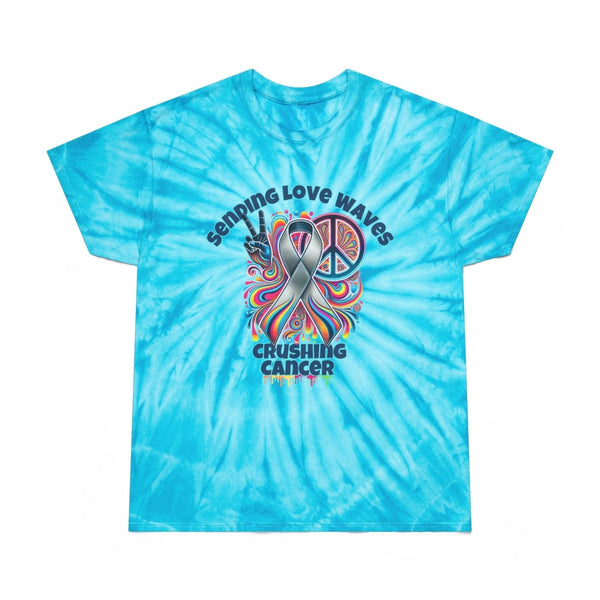 Brain Cancer Love Waves Tie - Dye Tee - JohnVsGBMTurquoiseS