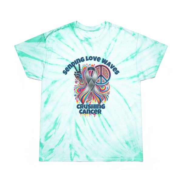 Brain Cancer Love Waves Tie - Dye Tee - JohnVsGBMMintS