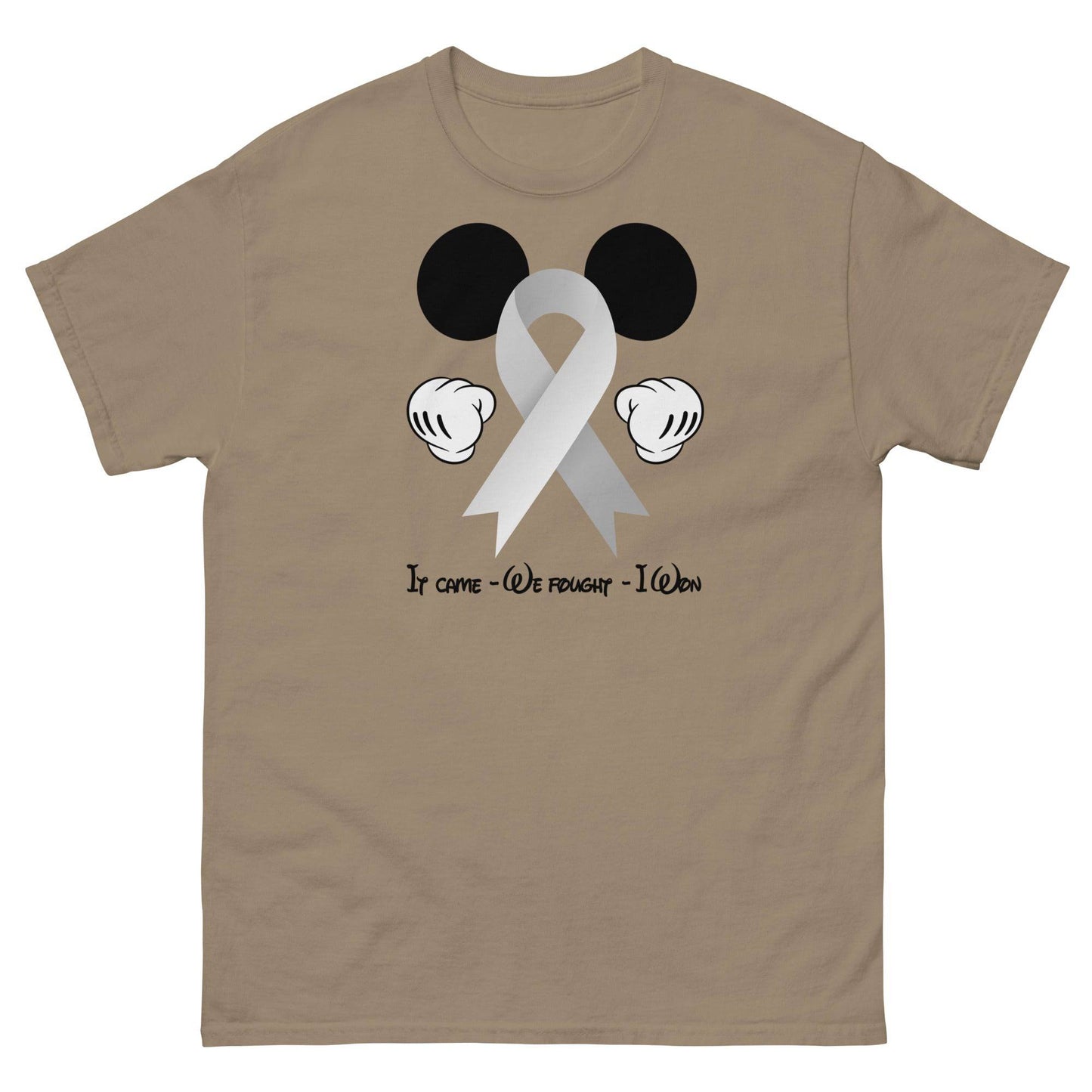 Brain Cancer Mickey Themed No One Fights Alone Tee - JohnVsGBMBrown SavanaS