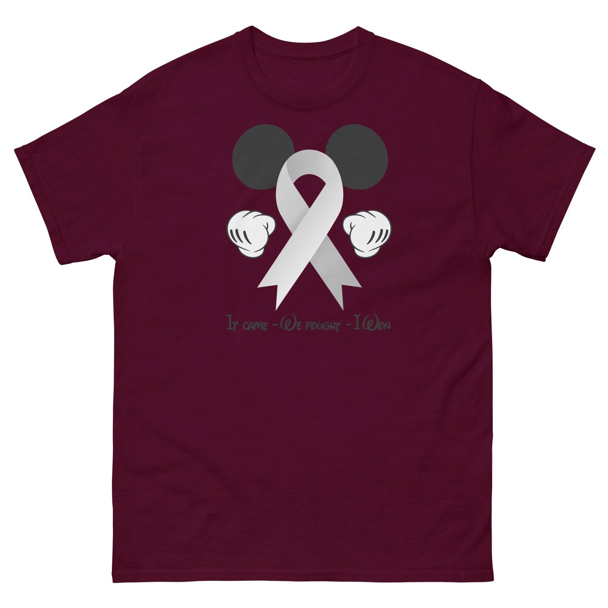 Brain Cancer Mickey Themed No One Fights Alone Tee - JohnVsGBMMaroonS