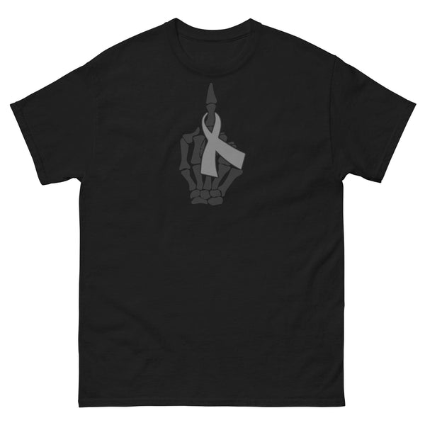 Brain Cancer Middle Finger Ribbon Tee - JohnVsGBMBlackS