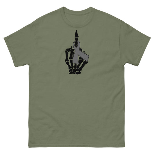 Brain Cancer Middle Finger Ribbon Tee - JohnVsGBMMilitary GreenS