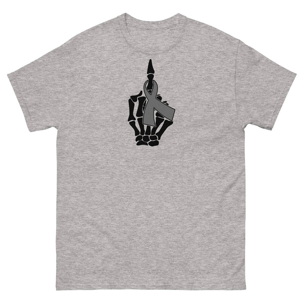 Brain Cancer Middle Finger Ribbon Tee - JohnVsGBMSport GreyS