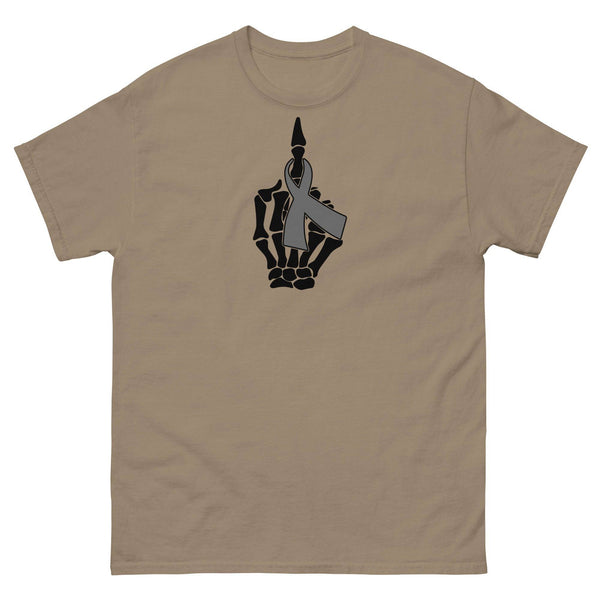 Brain Cancer Middle Finger Ribbon Tee - JohnVsGBMBrown SavanaS