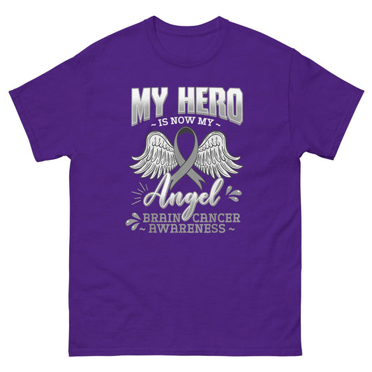 Brain Cancer My Hero Is My Angel Tee - JohnVsGBMPurpleS