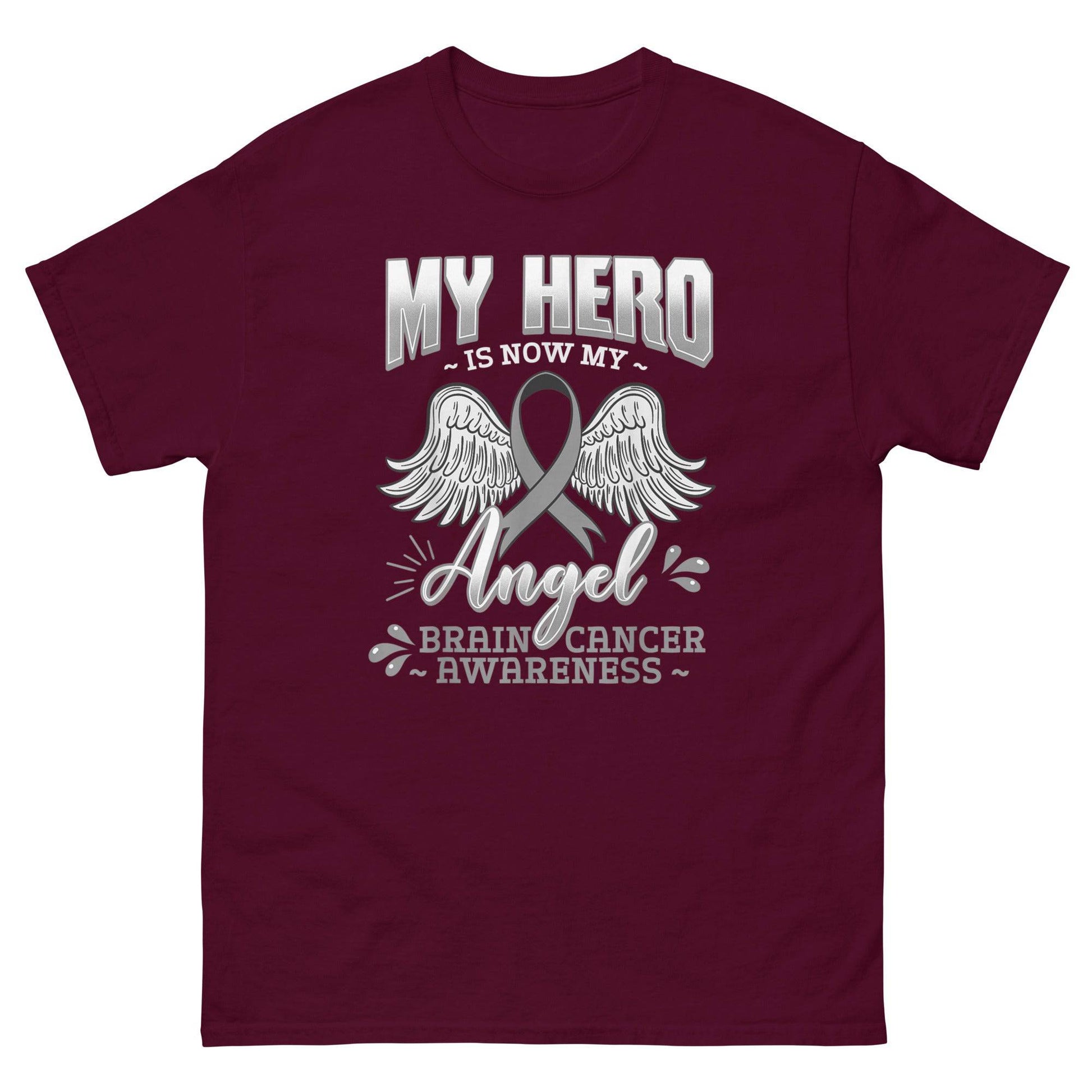 Brain Cancer My Hero Is My Angel Tee - JohnVsGBMMaroonS