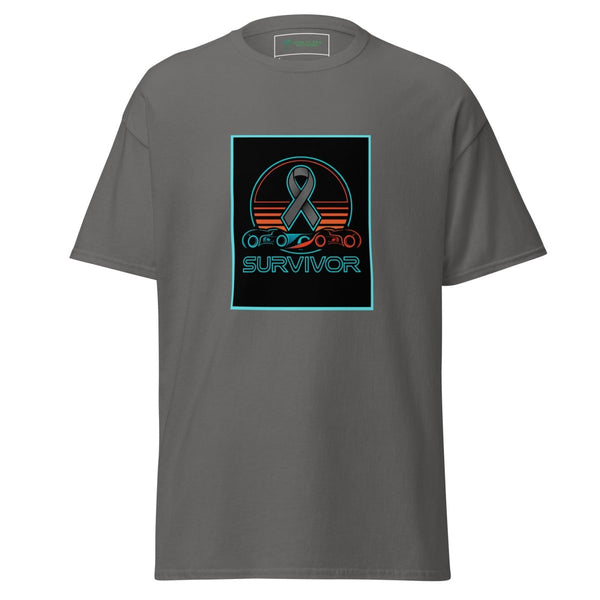 Brain Cancer Neon Retro Tee - JohnVsGBMCharcoalS