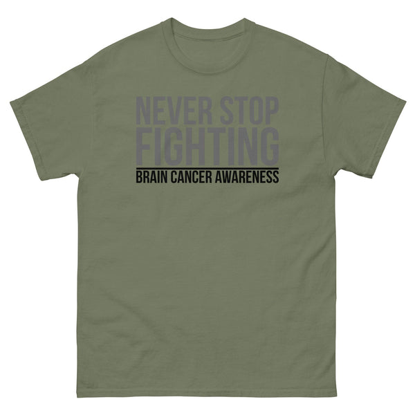 Brain Cancer Never Stop Fighting Tee - JohnVsGBMMilitary GreenS