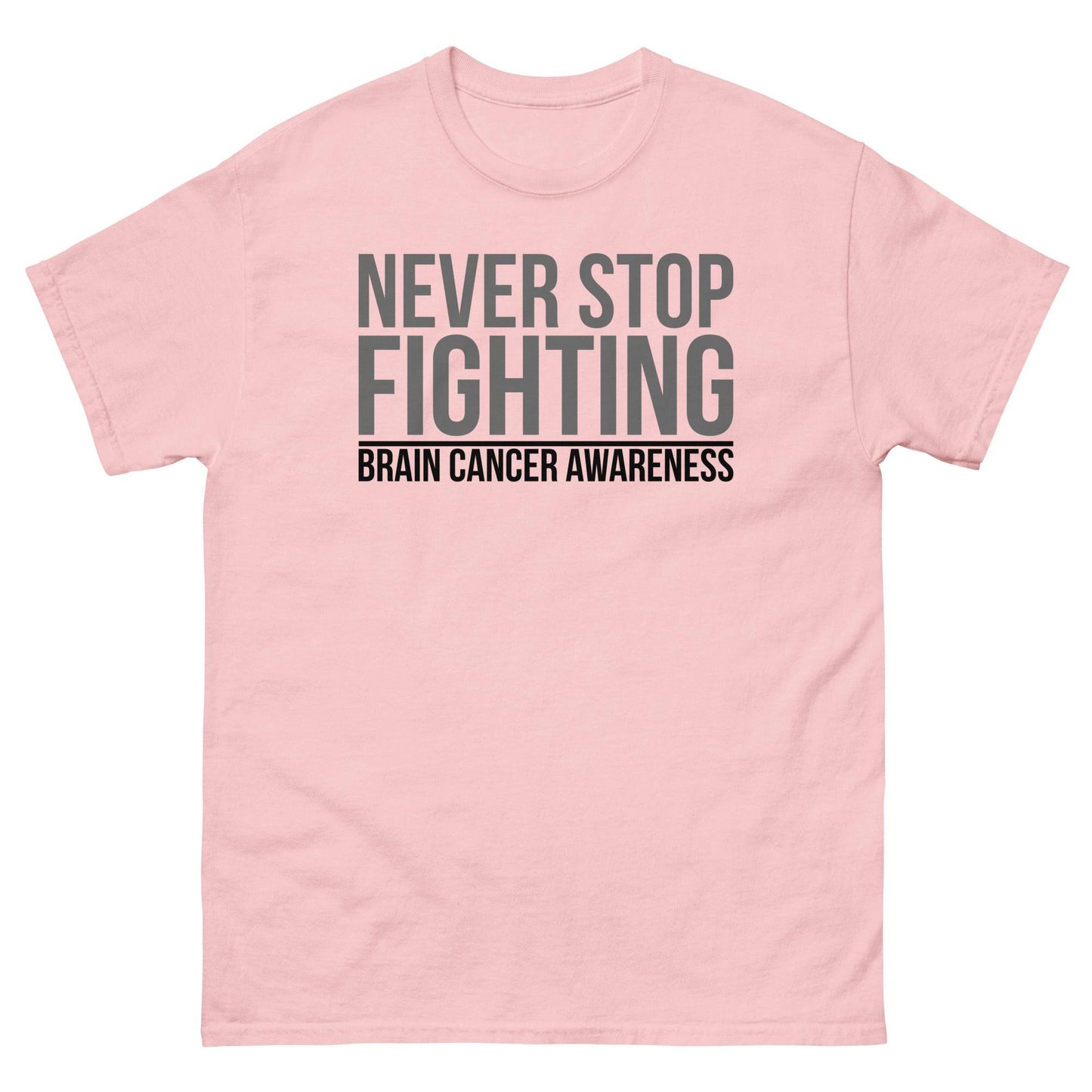 Brain Cancer Never Stop Fighting Tee - JohnVsGBMLight PinkS